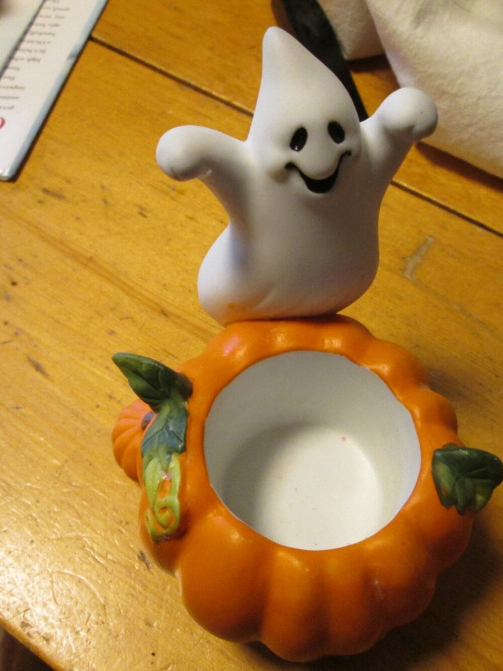Partylite vtg pumpkin and ghost votive candleholder Halloween decor